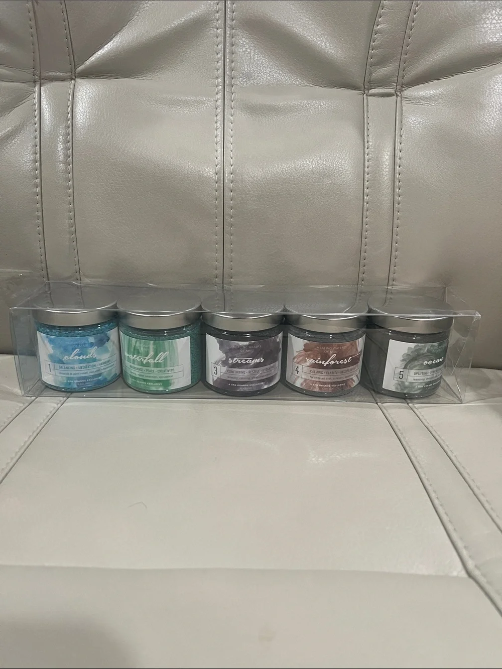 Spa grande bath products clouds waterfall streams rainforest ocean